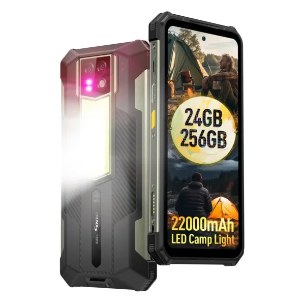 Ulefone Armor 24 Rugged Smartphone Unlocked, 24GB+256GB MTK G96 Android 13 Cell Phone,22000mAh 66W, 6.78″ FHD+, 64MP IR Night Vision Camera,1000LM LED Light, Dual SIM 4G Rugged Phone, NFC GPS OTG